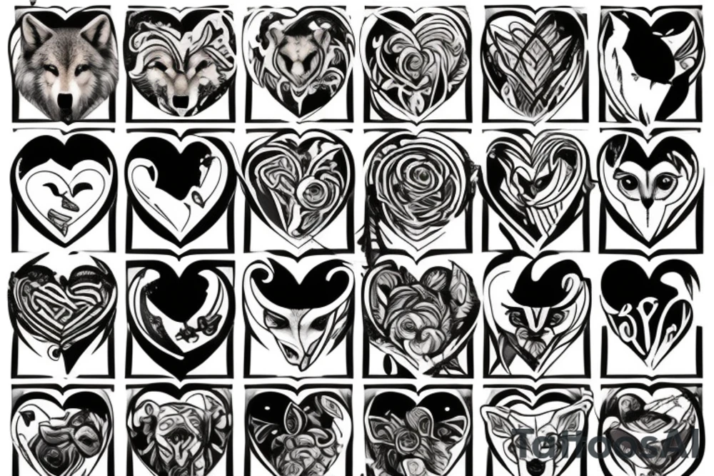 Femine  wolf  heart tattoo idea