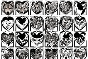 Femine  wolf  heart tattoo idea