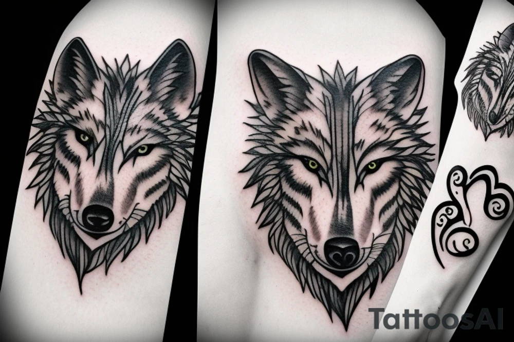 Femine wolf heart tattoo idea
