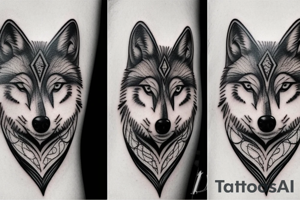 Femine wolf heart tattoo idea