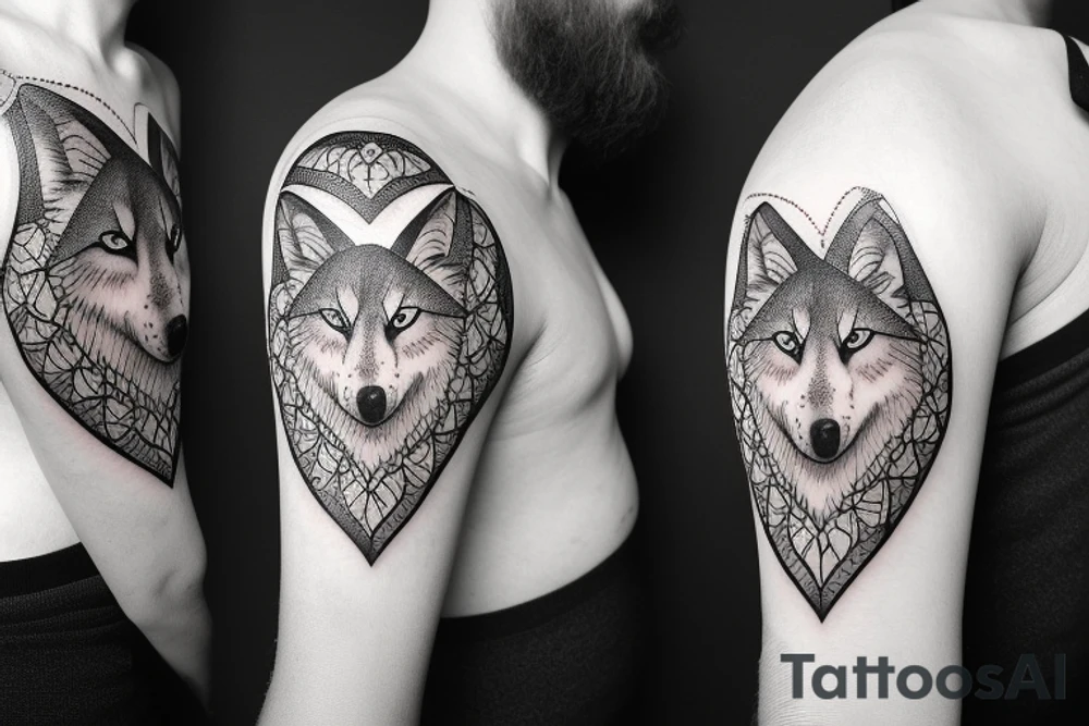 Femine wolf heart tattoo idea