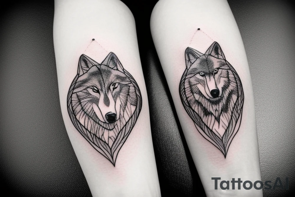 Femine wolf heart tattoo idea