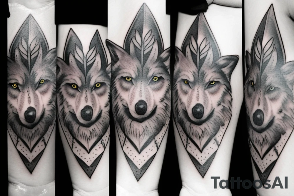 Femine wolf heart tattoo idea