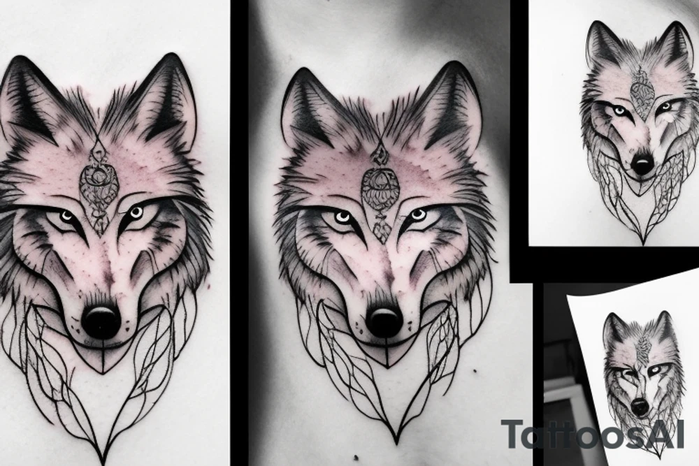 Femine wolf heart tattoo idea