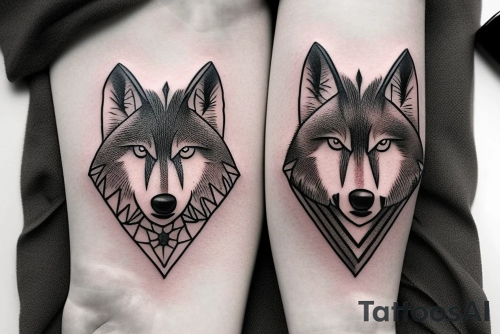 Femine wolf heart tattoo idea