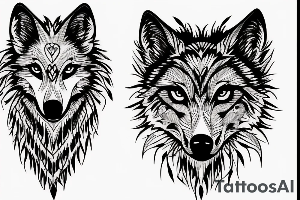 Femine wolf heart tattoo idea