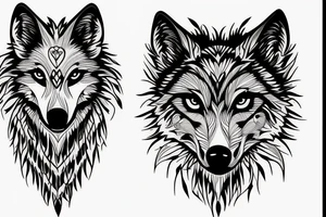 Femine wolf heart tattoo idea