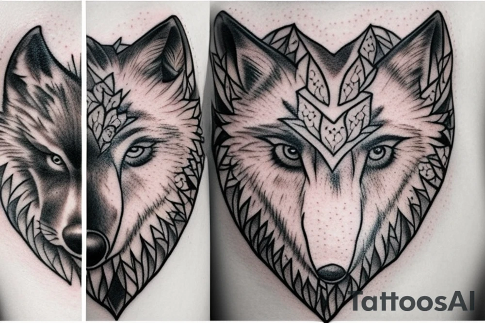 Femine wolf heart tattoo idea