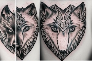 Femine wolf heart tattoo idea