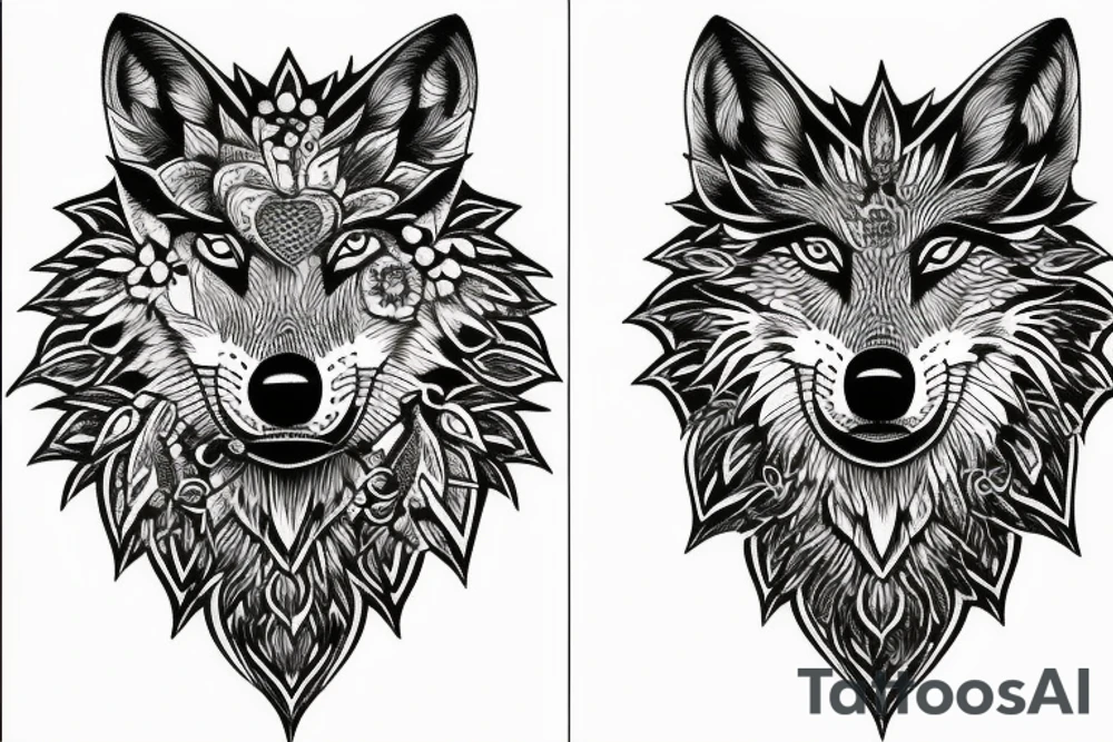 Femine wolf heart tattoo idea