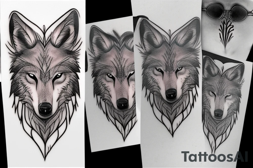 Femine wolf heart tattoo idea