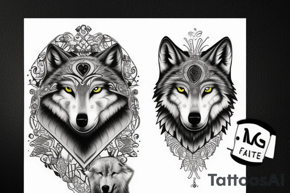 Femine wolf heart tattoo idea