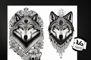 Femine wolf heart tattoo idea