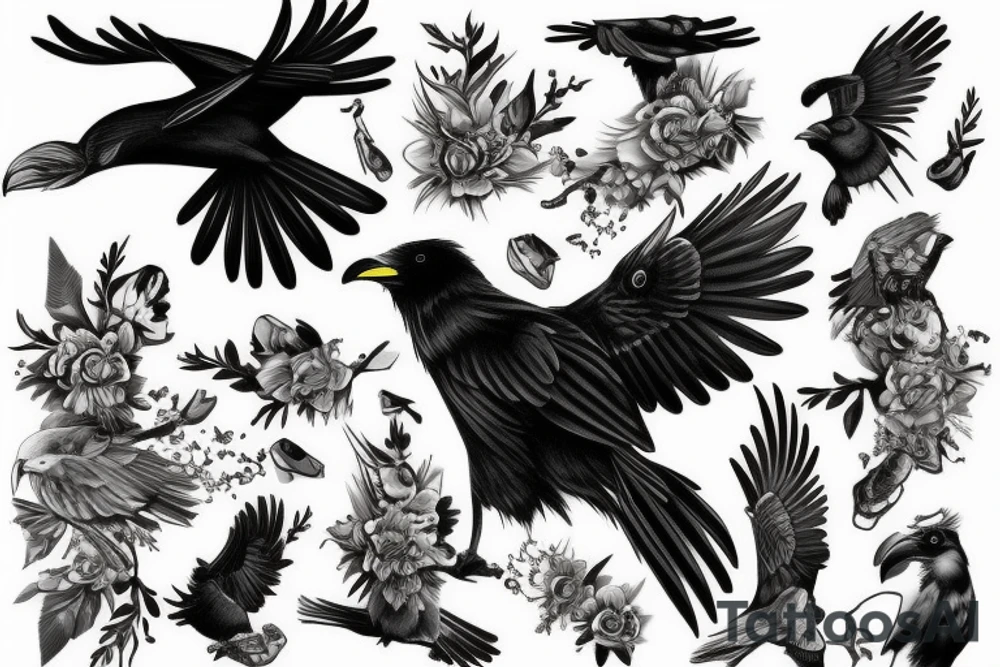 A black raven tattoo idea