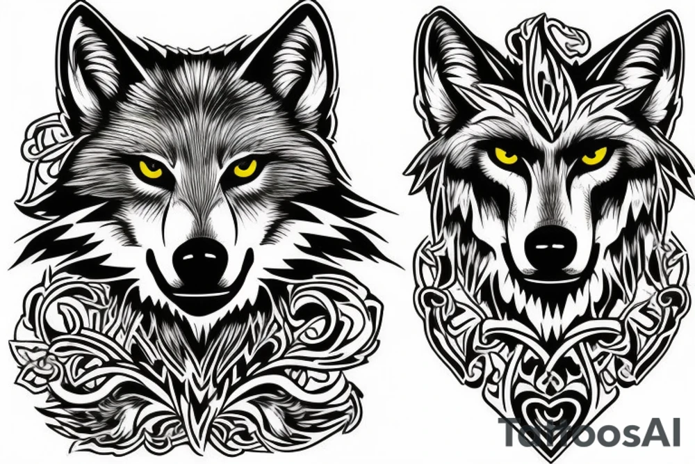 Femine wolf tattoo idea