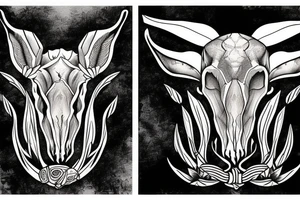 half of an antelope skull with a knife tattoo idea