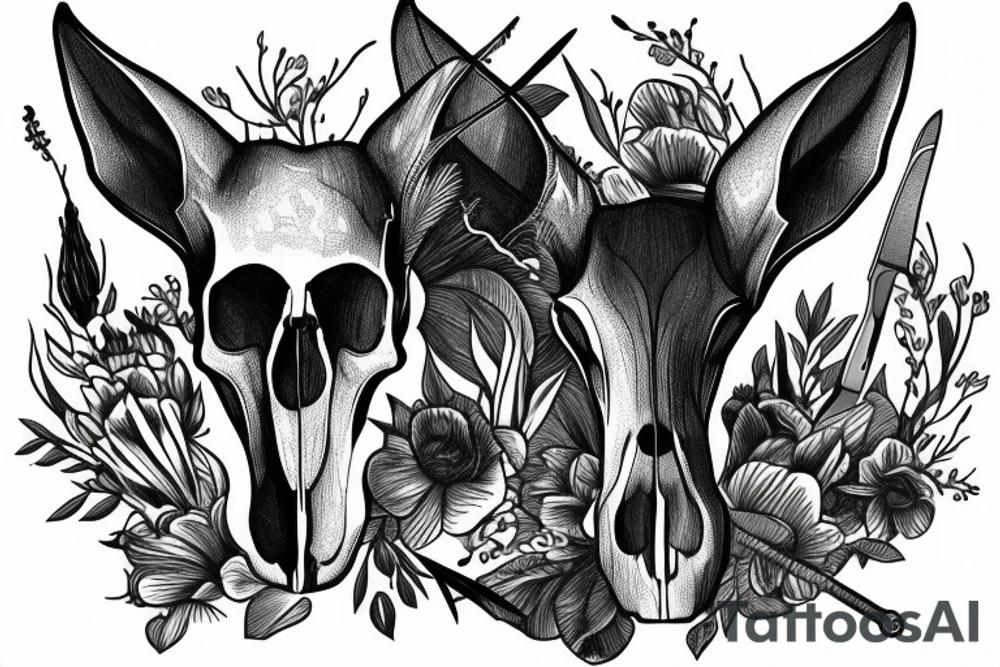 antelope skull with a knife tattoo idea