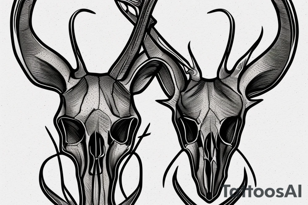 antelope skull with a knife tattoo idea