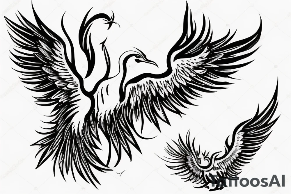 a phoenix waving its wings tattoo idea