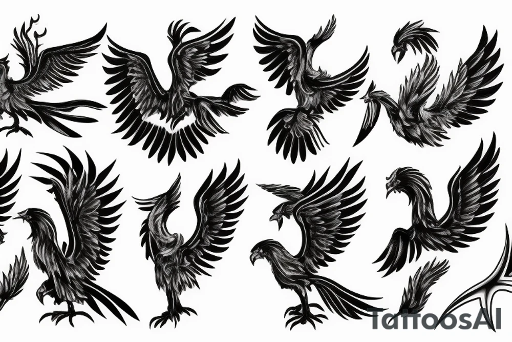 a phoenix waving its wings tattoo idea