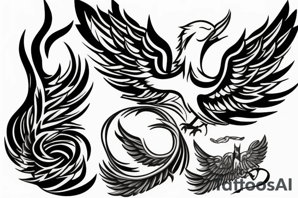a phoenix waving its wings tattoo idea