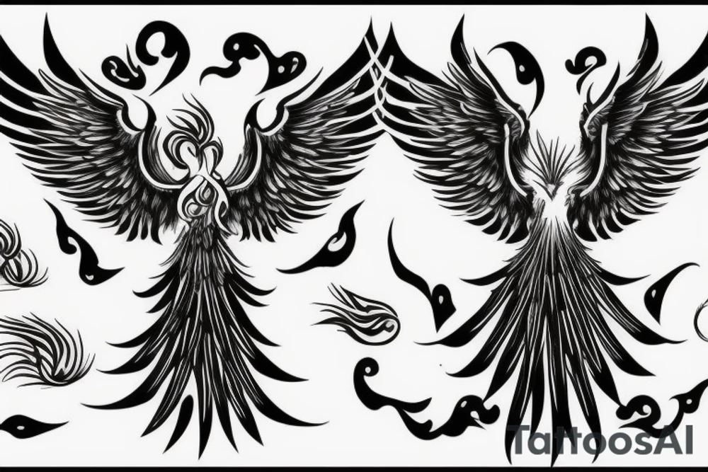 a phoenix waving its wings tattoo idea