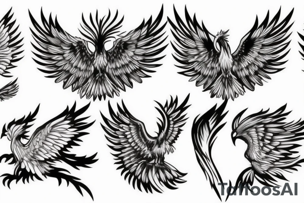 a phoenix waving its wings tattoo idea
