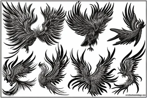 realistic phoenix flapping wings tattoo idea