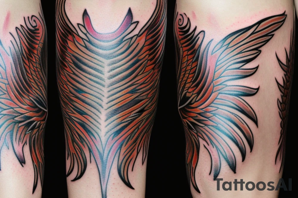 realistic phoenix flapping wings tattoo idea