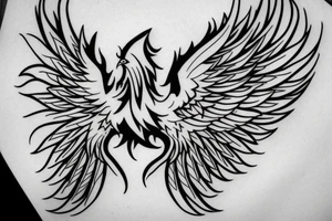 realistic phoenix flapping wings tattoo idea