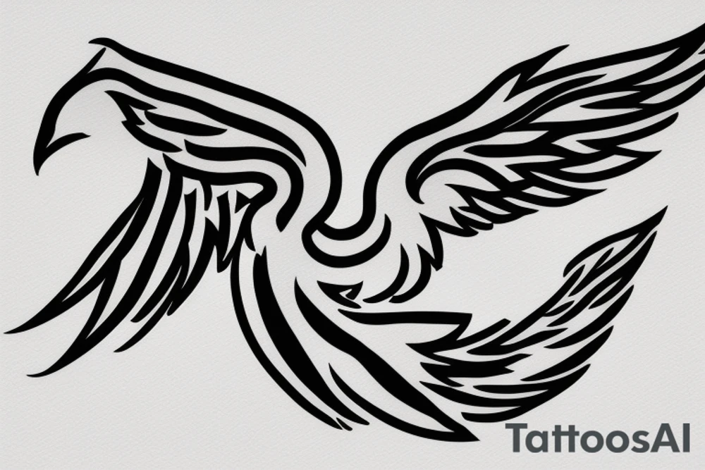 realistic phoenix flapping wings tattoo idea