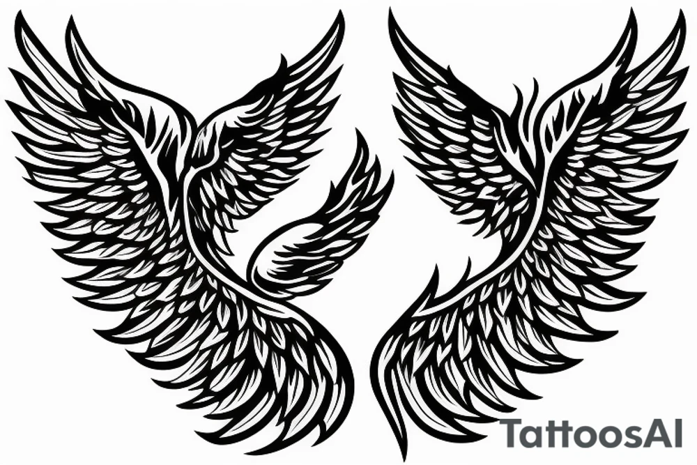 realistic phoenix flapping wings tattoo idea