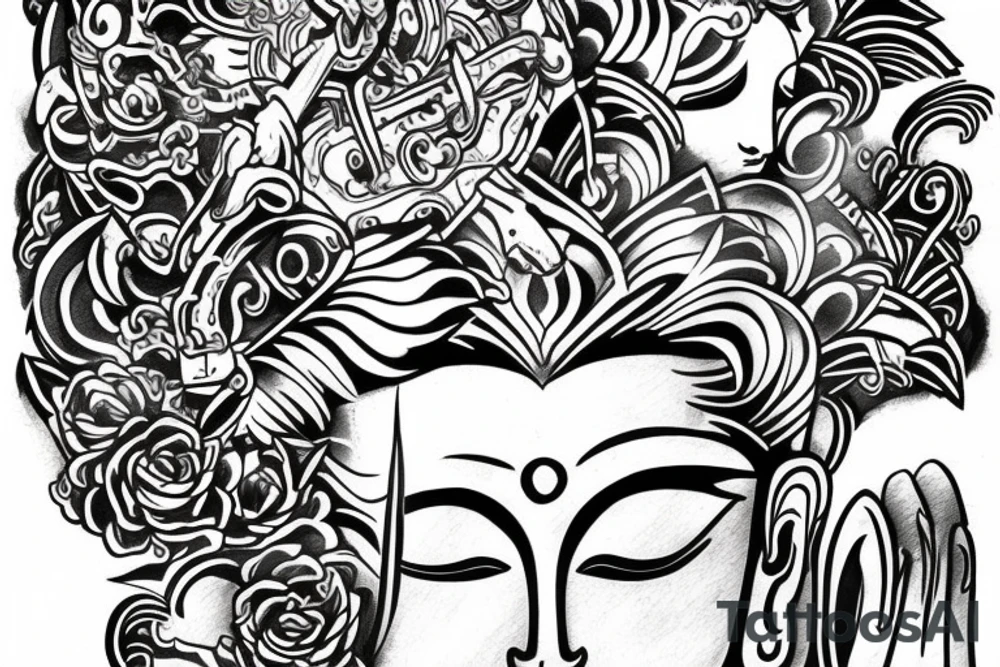Warrior Buddha tattoo idea