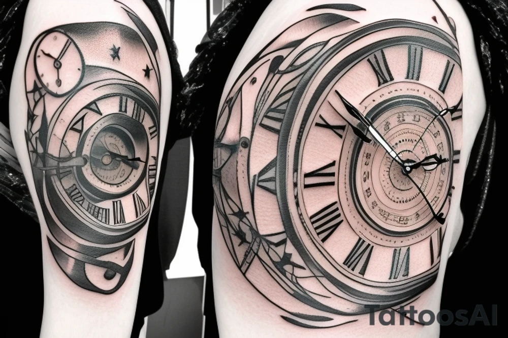 Space clock tattoo idea