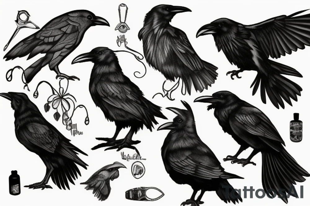 realistic raven tattoo idea