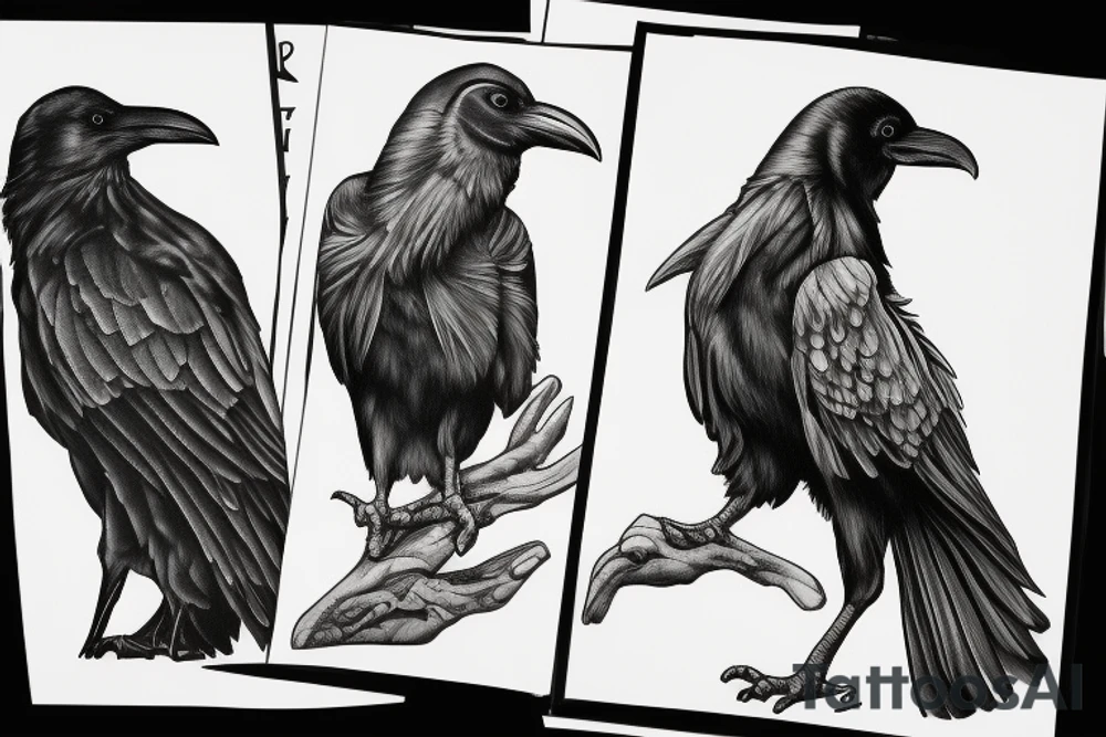 realistic raven tattoo idea