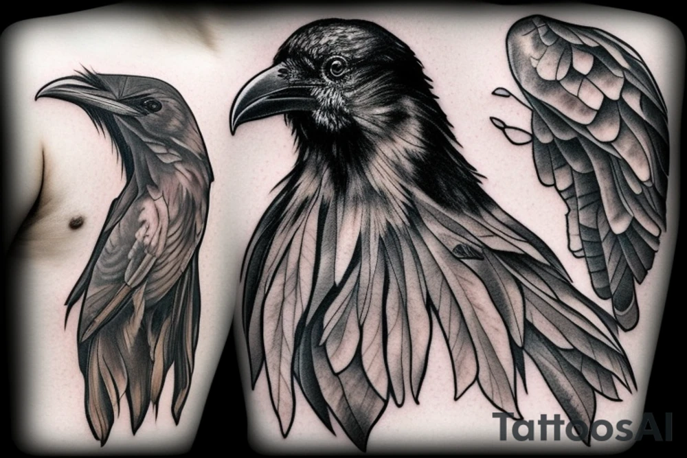 realistic raven tattoo idea