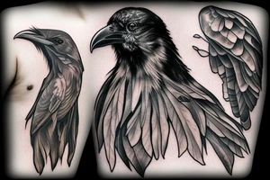 realistic raven tattoo idea