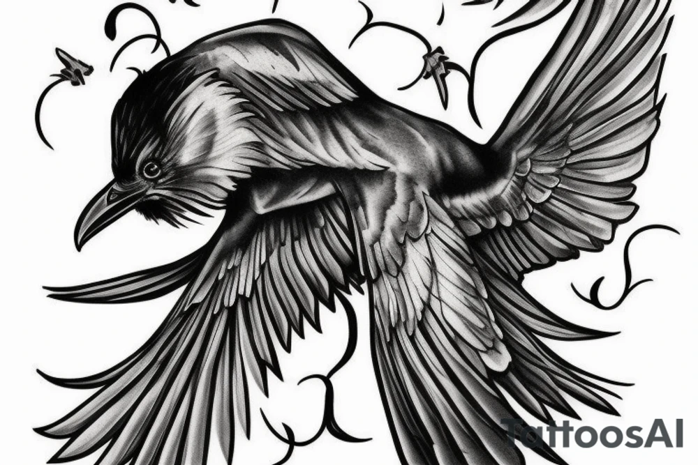 realistic raven tattoo idea