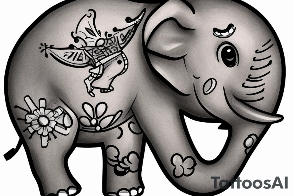 Little Elephant with guns tattoo idea