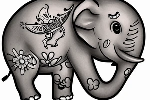 Little Elephant with guns tattoo idea