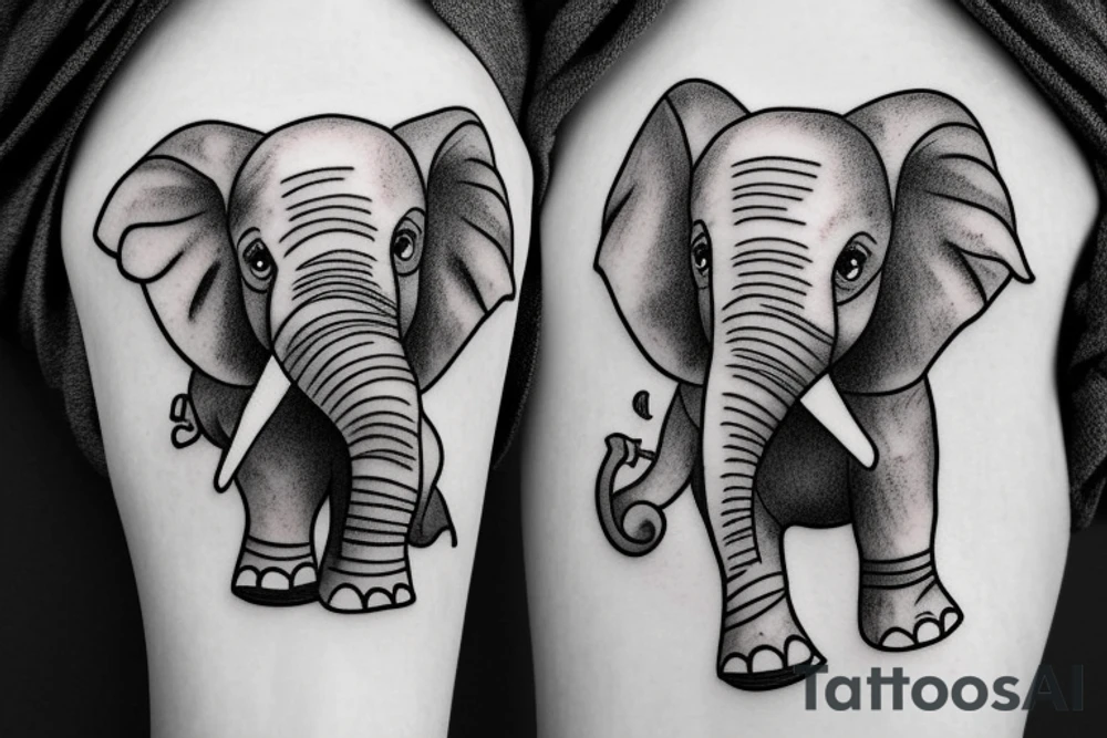 Little Elephant with guns tattoo idea