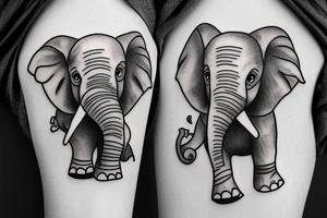 Little Elephant with guns tattoo idea