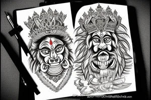 Narasimha dev with crown tattoo idea