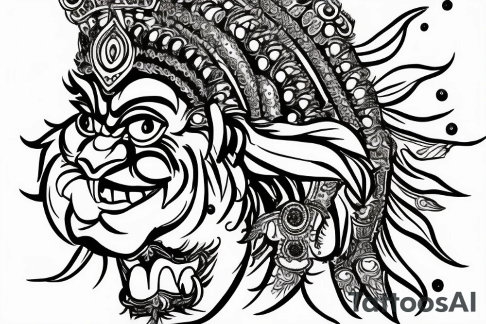 Narasimha dev with crown tattoo idea