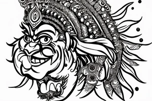 Narasimha dev with crown tattoo idea