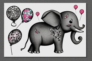 Little Elephant with baloon tattoo idea