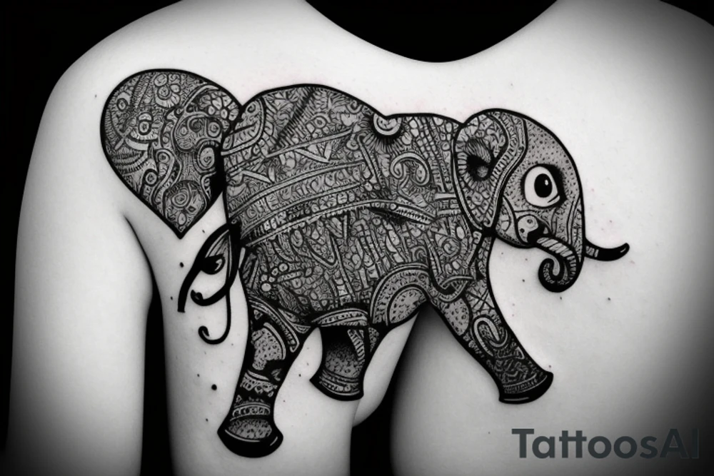Little Elephant with baloon tattoo idea