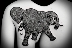 Little Elephant with baloon tattoo idea