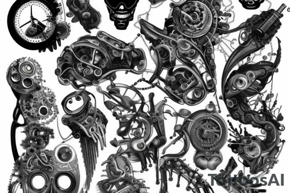 Biomechanical circuits tattoo idea